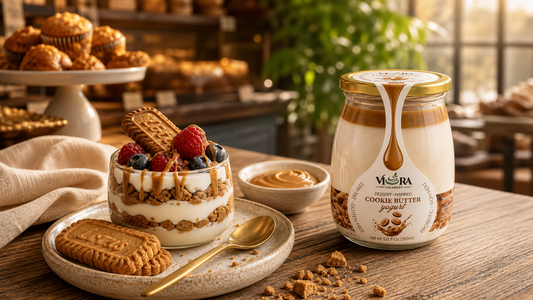 Premium bakery hero for Viora Creamery Cookie Butter yogurt dessert cup